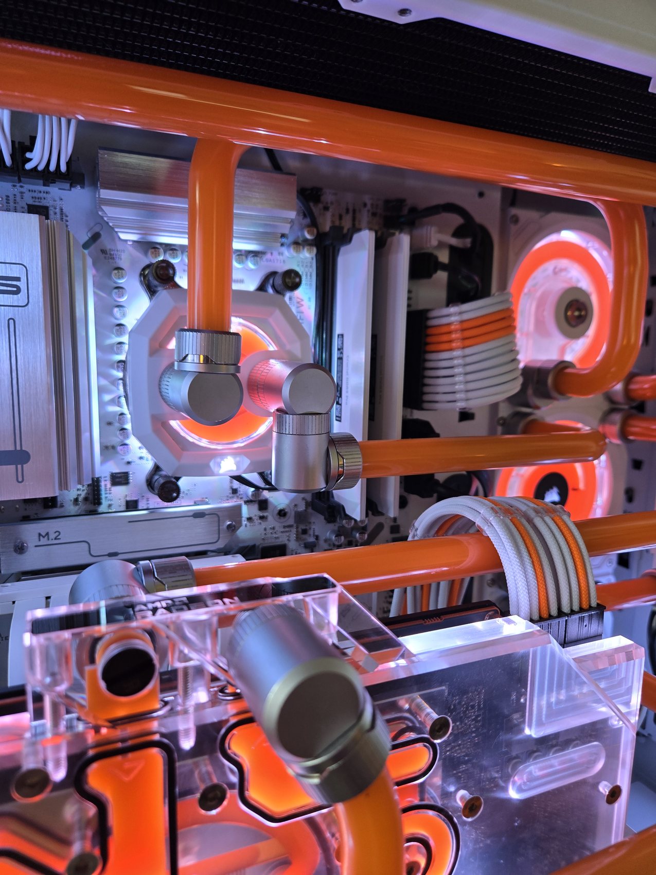 Orange hardline build detail, radiator