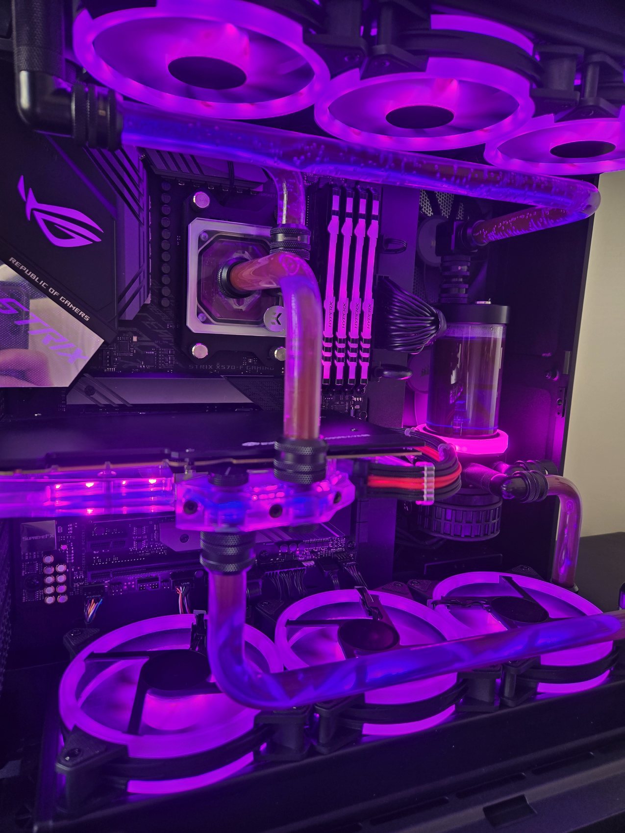 Purple RGB build detail, CPU block