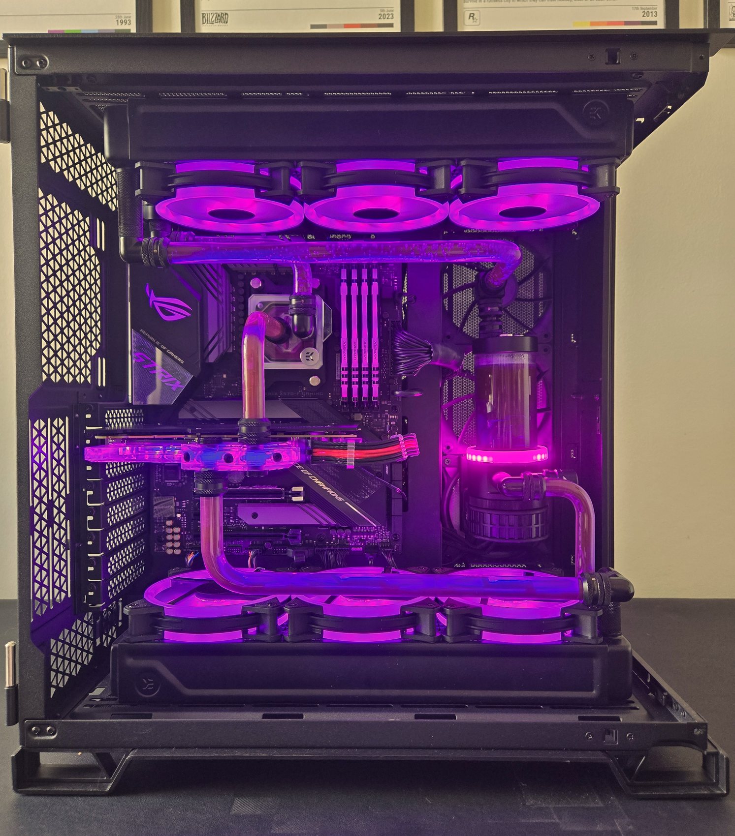 Purple RGB build, front-on view