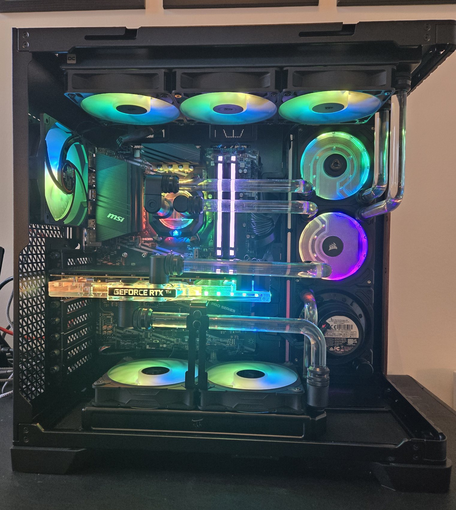 Full RGB workstation detail, GPU block
